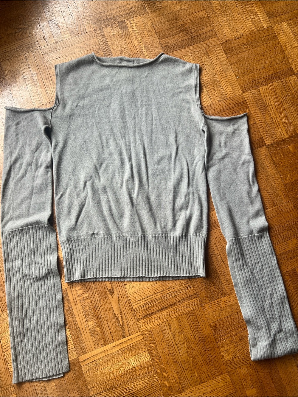 Rick Owens Light Gray Off-Shoulder Knit Sweater